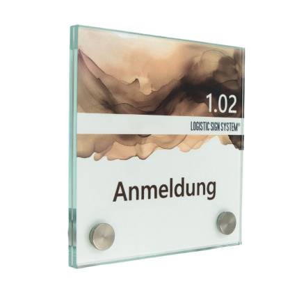 Tuerschild VITRUM B  Glasschild fuer Buero 120 120 mm